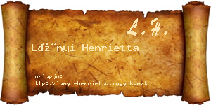 Lányi Henrietta névjegykártya