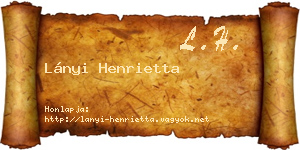 Lányi Henrietta névjegykártya